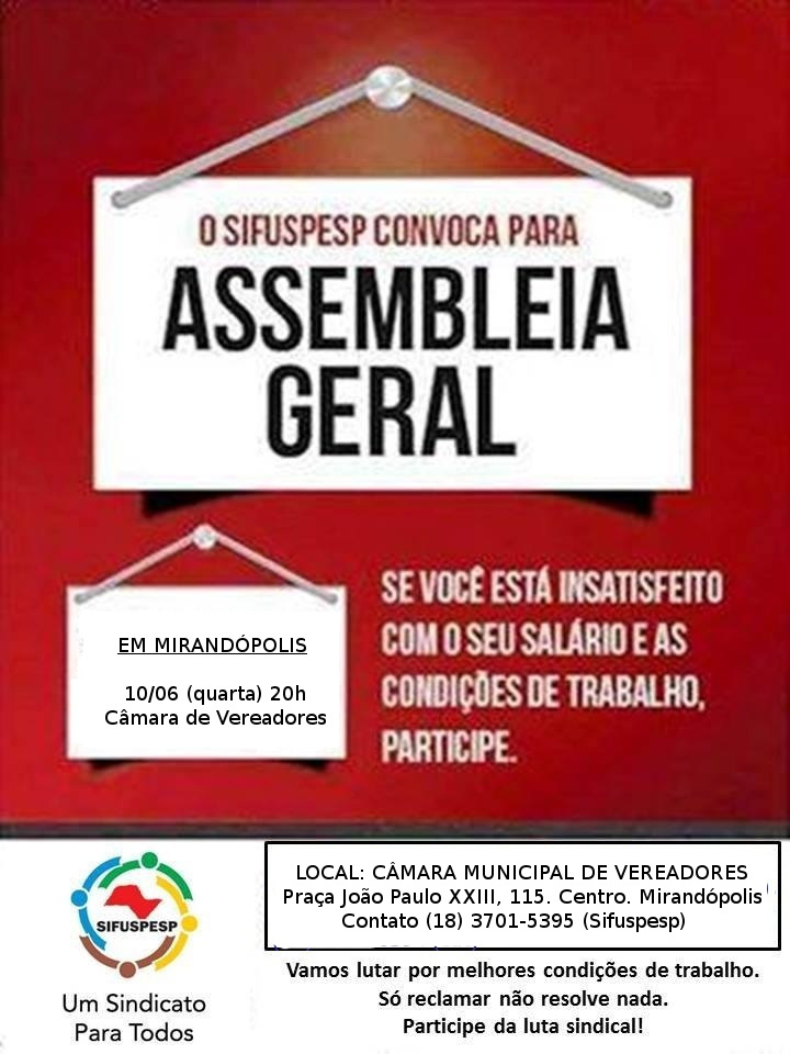 CARTAZ MIRANDOPOLIS ASSEMBLEIA