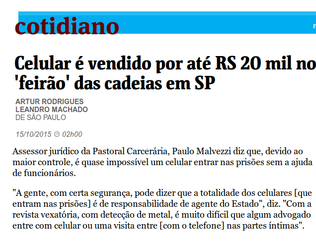Nota de Repúdio - Declaração do Assessor Jurídico da Pastoral Carcerária a FSP