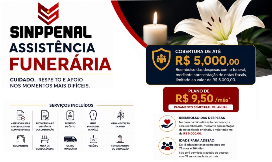 Convênio do Sinppenal oferece seguro com assistência funeral e cesta básica aos policiais penais