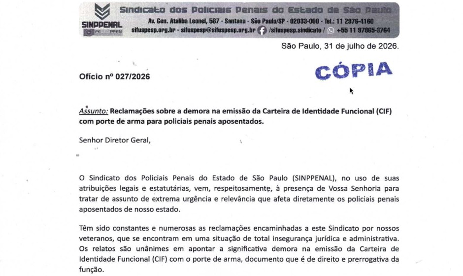 Sinppenal volta a cobrar DGPP sobre a entrega de funcionais a policiais aposentados